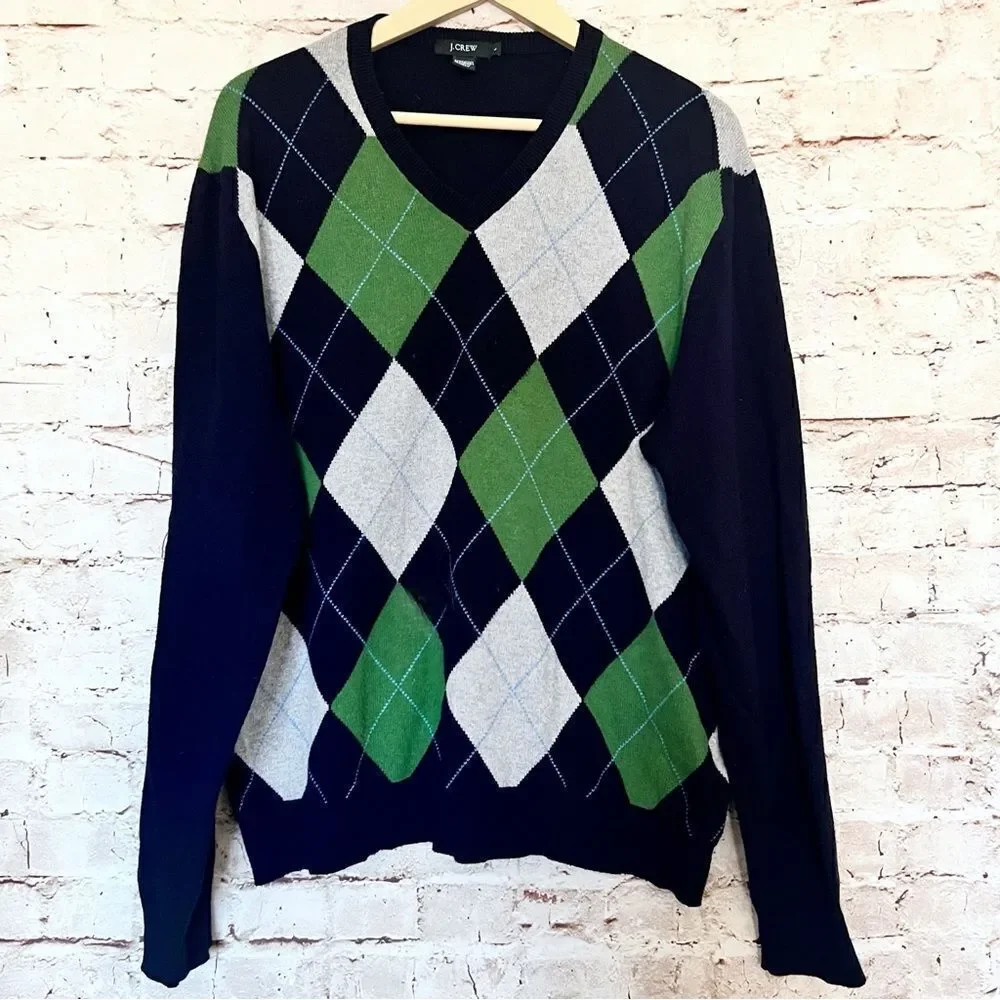 J. Crew vintage men’s cotton cashmere argyle sweater